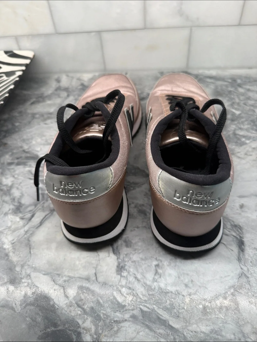 New Balance Men's Rose Gold and Black Lace-Up Sneakers